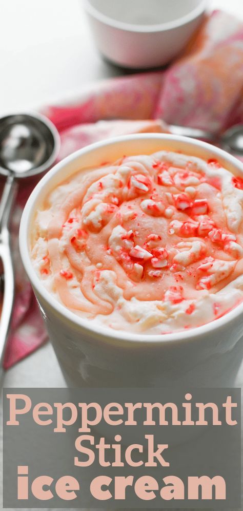 You'll want Peppermint Stick Ice Cream in your freezer at the holidays. Crushed candy canes & white chocolate swirl, make it a great Christmas ice cream. #peppermintstickicecream #christmasicecream #candycaneicecream #homemadeicecream #candycanerecipes #mintrecipes #holidaydesserts #churnedicecream #realicecream #magicshell #whitechocolate Soft Peppermint Candy, Peppermint Stick Ice Cream, Luscious Recipes, Stick Ice Cream, Christmas Ice Cream, Peppermint Ice Cream, Mint Recipes, Peppermint Sticks, Chocolate Swirl