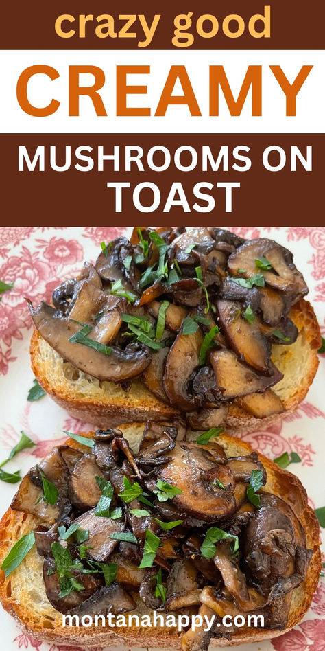 Photo of Creamy Mushrooms on Toast. "Text says, "Crazy good Creamy Mushrooms on Toast montanahappy.com" Mushrooms Breakfast, Mushrooms On Toast, Pasta Bread, New York Times Cooking, Portabella Mushrooms, Sandwich Lunch, Mushroom Toast, Bread Sandwich, Rustic Recipes