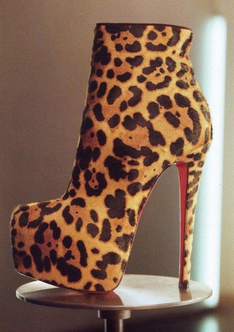 SO NICE!  CHRISTIAN LOUBOUTIN FIERCE 160 CALF-HAIR RED SOLE BOOT, JAGUAR/BROWN http://api.shopstyle.com/action/apiVisitRetailer?id=482652979&pid=uid1209-1151453-20   #heels Boot Heels, Chanel Resort, Print Boots, Gucci Purses, Red Bottom, Victorias Secret Models, Hermes Handbags, California Style, Burberry Handbags