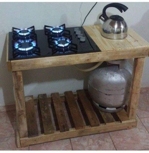 Pallet Kitchen, Diy Wood Shelves, Van Life Diy, Diy Outdoor Kitchen, Wood Pallet Projects, Wooden Pallets, Diy Table, Pallet Furniture, Wood Shelves