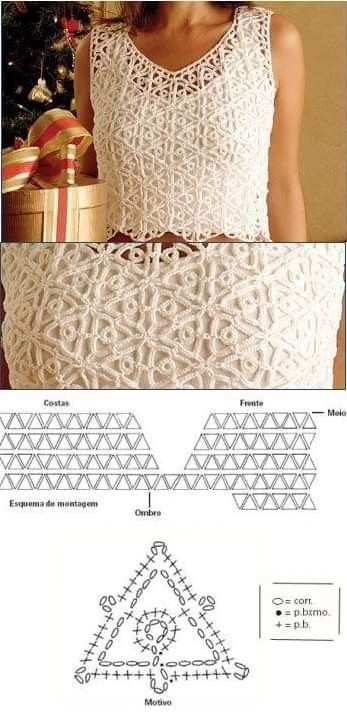 Crochet Top Outfit, Gilet Crochet, Mode Crochet, Crochet Ladies Tops, Crochet Bolero, Crochet Tops Free Patterns, Crochet Summer Tops, Crochet Shirt, Crochet Diagram