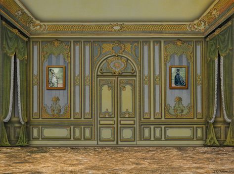 EKDuncan - My Fanciful Muse: Rococo Style Room and 18th Century French Fashions Victorian Sets, 18th Century French Fashion, French Country Manor, The Marriage Of Figaro, Marriage Of Figaro, Madame Pompadour, French Salon, Dramatic Background, Background Room