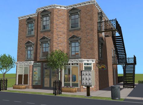 Sims 2 House, Classic Apartment, Wrought Iron Stairs, Sims 4 House Design, Downtown Apartment, Brick Lane, Building Ideas, Sims 4 Houses, Sims House