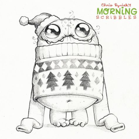 Chris Ryniak Morning Scribbles, Chris Ryniak, Morning Scribbles, Monsters Drawings, Monster Sketch, Doodle Monster, Cute Monsters Drawings, Monster Drawing, Kawaii Christmas