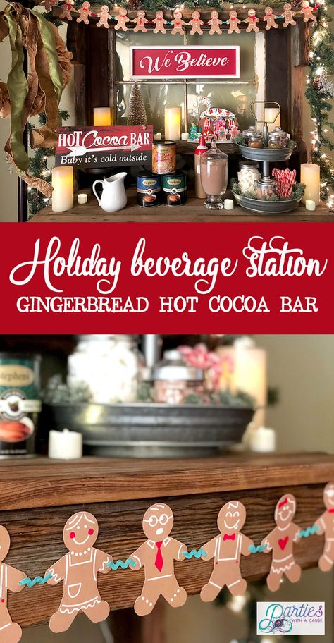 Gingerbread Hot Cocoa Bar, Diy Bars, Hot Cocoa Bars, Hot Cocoa Bar Christmas, Hot Chocolate Bar Party, Gingerbread Hot Cocoa, Christmas Hot Chocolate Bar, Coco Bar, Holiday Hot Chocolate