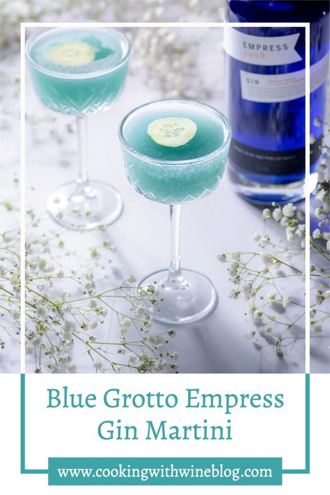 This is a stunning gin cocktail that infuses two wonderful flavors with an exquisite gin! It reminds us of the blue grottos around the island of Capri in Italy! Yes, it looks striking, but wait until you taste it! The refreshing cucumber pairs perfectly with the spicy and fragrant ginger in the Blue Grotto Empress Gin Martini to bring our favorite gin to new heights. Empress Gin Martini, Summer Martinis, Fine Cooking Recipes, Empress Gin, Eras Party, Blue Gin, Cucumber Drink, Decades Party, Gin Martini