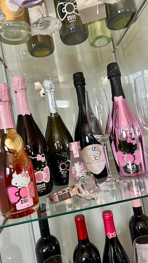 MONICA 💜 Hello Kitty Collector (@mcmkitty) • Instagram photos and videos Hello Kitty Wine, Kitty Collector, Sanrio Toys, Kitty Stuff, Kawaii Sanrio, Wine Cabinet, Hello Kitty Collection, Birthday Pictures, Wine Cabinets