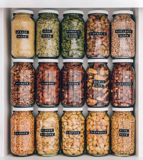 Waste Free Planet | Zero Waste on Instagram: “We are absolutely loving this low waste seed + nut drawer🤩 Repost @thrivingonplants Fully stocked nuts & seeds drawer, check ✅😍✨ SAVE…” Embossed Labels, Ultimate Pantry, Diy Pantry Organization, Perfect Pantry, Pantry Organisation, Pantry Organizers, Almond Nut, Home Organisation, Room Makeover Inspiration