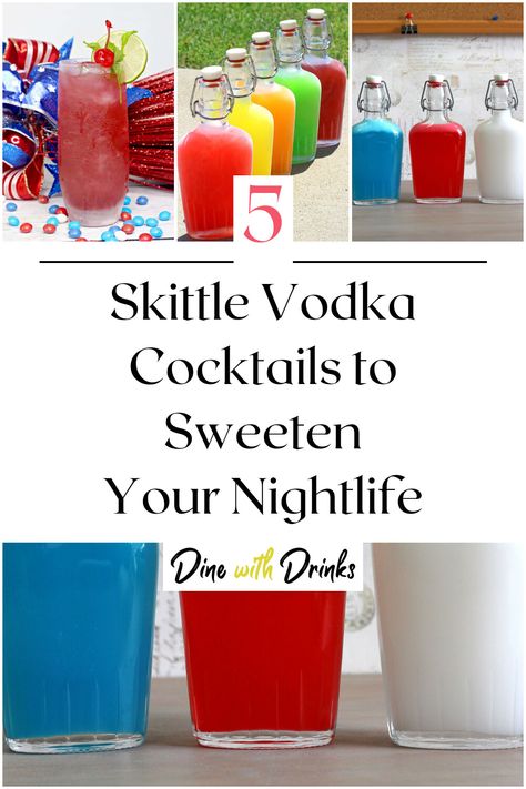 Collage of 4 skittle vodka cocktails. Skittle Vodka, Vodka Cocktails Recipes, Vodka Cocktail, Colorful Cocktails, Taste The Rainbow, Vodka Cocktails, Mixology, Fun Drinks, The Rainbow