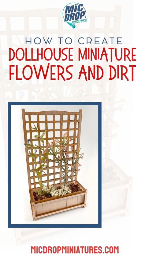 Learn how to create Dollhouse Miniature Flowers & Dirt from this easy DIY video. Diy Dollhouse Flowers, Dollhouse Garden Diy, Dollhouse Renovation, Gothic Dollhouse, Miniature Decor, Miniature Stuff, Dollhouse Diy, Seed Box, Dollhouse Garden