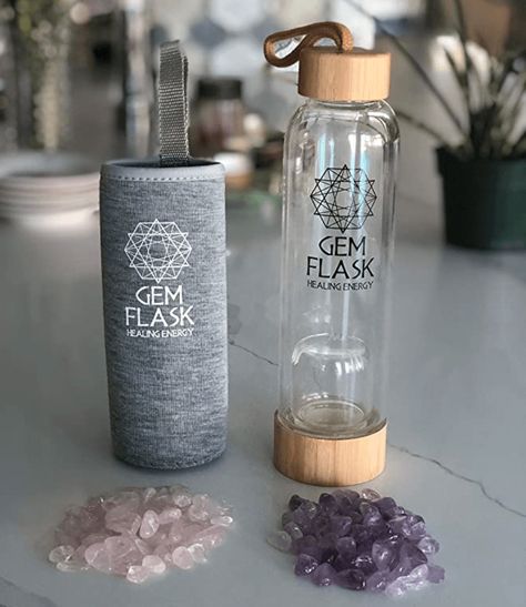 Crystal Water Bottles for Healing and Hydration - The Gift of Fun Crystals That Cant Go In Water, Crystal Water Bottle, Crystal Infused Water, Crystal Waters 100% Pure Love, Crystals Water Bottle, Infinity Gems, Water Containers, Cool School Supplies, Glass Water Bottle