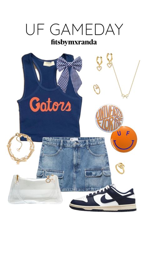 Uf Outfits, Clemson Gameday Outfit, College Tailgate Outfit, College Gameday Outfits, Custom Jean Jacket, Florida Outfits, College Game Days, Tailgate Outfit, High School Outfits