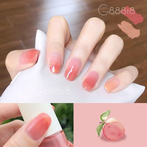 Orange Peach Nails, Asian Nails, Beauty Nails Design, Simple Gel Nails, Minimal Nails, Blush Nails, Really Cute Nails, Soft Nails, Kawaii Nails