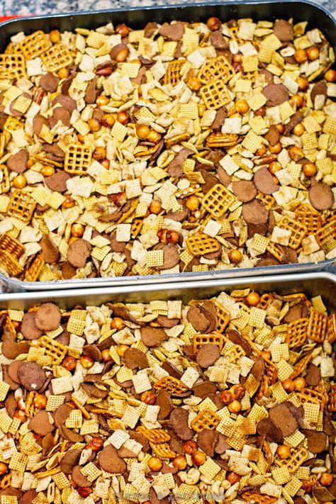 EXTRA-BOLD SAVORY CHEX MIX The Best Chex Mix Ever, Savory Check Mix Recipes, Savory Xmas Treats, Chex Mix Extra Seasoning, Chec Mix Recipe Savory, Original Chex Mix, Rice Chex Mix Recipes, Chex Mix Savory, Best Chex Mix Recipe Savory