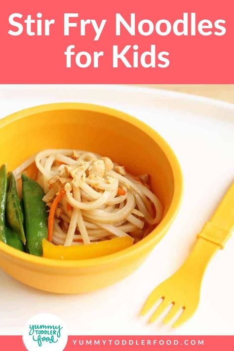 Toddler Noodles Recipe, Kid Dinners, Easy Vegetable Stir Fry, Udon Stir Fry, Easy Asian Noodles, Stir Fry Noodles Recipe, Toddler Twins, Sauteed Tofu, Chicken Stir Fry With Noodles