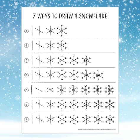 7 Ways To Draw a Snowflake Simple Snowflake Drawing, How To Draw Snowflakes, How To Draw A Snowflake, Easy Snowflake Drawing, Draw Snowflake, Snowflake Doodle, Drawing Snowflakes, Name Snowflakes, Draw A Snowflake