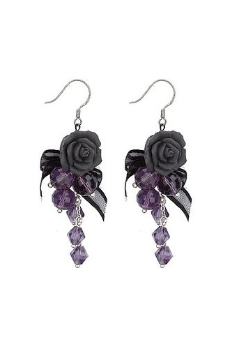 Gothic Rose Earrings - Earrings Accessories Gothic, Rose Jewellery, Jewelry Goth, Gothic Jewellery, Bead Drop Earrings, Goth Earrings, Gothic Rose, Attitude Clothing, Jewelry Gothic