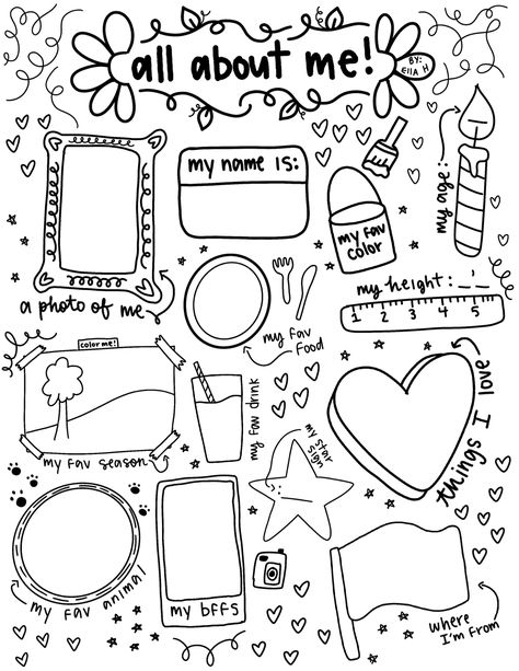 can be used for insta stories or other things. made by me!! Do not repost on pinterest unless colored in by you About Me Sheet Aesthetic, Cute All About Me Template, About Me Doodle Page, About Me Story Template, All About Me Template Aesthetic, All About Me Journal Page, Scrapbook About Me, All About Me Aesthetic, All About Me Sheet