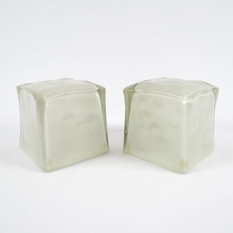 For sale: Pair of frosted glass 'ice cube' table lamps from IKEA, 1990s | #vntg #vintage Cube Lamps, Cube Table, Ceramic Pendant Light, Metal Wall Lamp, Glass Ceiling Lamps, Cold Ice, Brass Pendant Light, Art Deco Lamps, Shop Table