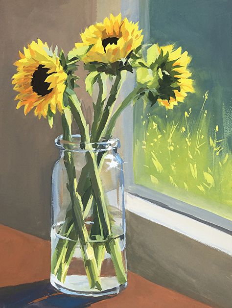 Jealous Sunflower by Heather Martin Watercolor ~ 16 x 12 Cute Drawings Sketches, Heather Martin, Gouache Art, Soyut Sanat Tabloları, Acrylic Painting For Beginners, Sunflower Painting, Beginner Painting, Flower Art Painting, Painting Art Projects