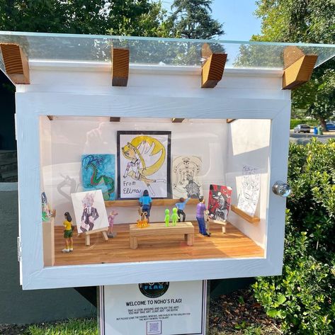 Free Little Art Gallery Ideas, Mini Art Museum Project, Mini Museum Art Project, Little Free Art Gallery, Miniature Art Gallery, Sailor Moon Drawing, Mini Art Gallery, Little Free Library Plans, Mini Museum