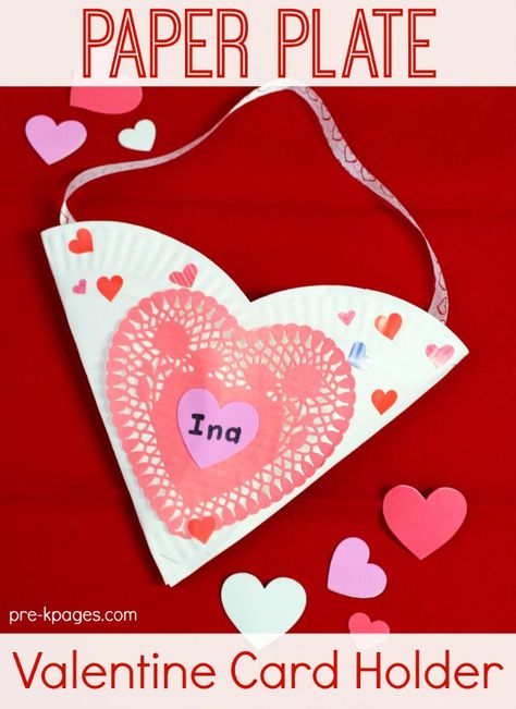 Paper Plate Heart Valentine Card Holder for Kids to Make Valentines Holders For Kids, February Themes, Valentines Card Holder, Valentines Activities, Preschool Valentine Crafts, Valentines Theme, Valentine Mailbox, Valentine's Day Crafts For Kids, Valentine Day Boxes