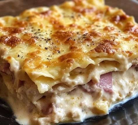 Brenda Gantt recipes | Chicken Cordon Bleu Lasagna | Facebook Chicken Cordon Bleu Lasagna Recipe, Chicken Cordon Blue Lasagna, Cordon Bleu Lasagna, Swiss Cheese Sauce, Chicken Cordon Bleu Lasagna, Brenda Gantt Recipes, Savory Ham, Cordon Blue, Family Dinner Night