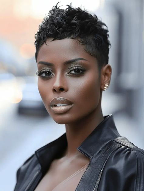 The Evolution of Very Short Pixie Haircuts for Black Women in 2024 | 18 Stunning Ideas Hairstyles For Short Relaxed Hair Black, Short Pixie Cuts For Black Women, Pixie Pin Curls, Sassy Pixie Haircut, One Side Shaved Hairstyles, Ebony Hairstyles, 4b Hairstyles, Black Pixie Haircut, Pixie Haircut For Black Women