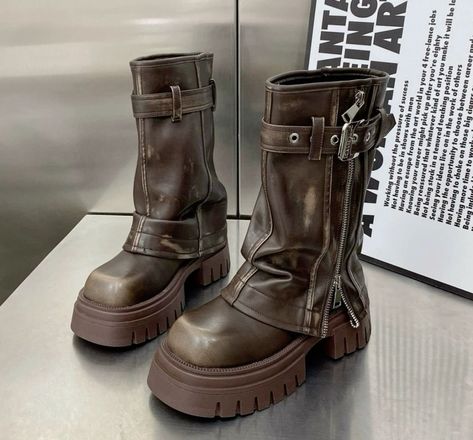 Fold Over Boots, Womens High Boots, Platform Boots Chunky, Vegan Leather Boots, Dr Shoes, Shoe Inspo, Aesthetic Shoes, Swag Shoes, Chunky Platform