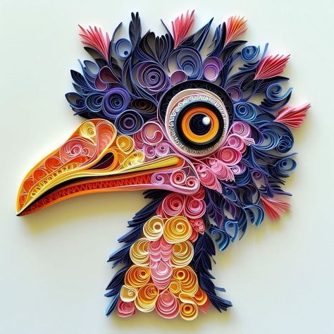 Quilling Cartoon, Cartoon Ostrich, Quilling Birds, Quilling Images, Quilling Letters, Quilling Animals, Arte Quilling, Paper Quilling Tutorial, Paper Quilling Cards