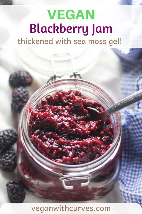 This blackberry jam recipe is easy, simple, and ready in 15 minutes! Made with only Dr. Sebi recommended ingredients, it’s perfect for your alkaline vegan lifestyle! The jam is thickened with sea moss gel (no pectin) and sweetened with agave nectar. It only takes 4 ingredients to make this delicious jam. Canning is easy. Simply add to a clean glass jar and refrigerate! Use this jam to make some blackberry breakfast bars or to use on top of your favorite nut butter! Blackberry Breakfast, Vegan Weight Gain, Blackberry Jam Recipe, Alkaline Breakfast, Chia Jam Recipe, Jam Canning, Blackberry Jam Recipes, Vegan Gluten Free Breakfast, Vegan Dips