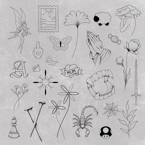 Here’s the ultimate collection of tiny tattoo flash, perfect for those who love delicate designs. These are ideal for starting or adding to your patchwork sleeve. I’ve gathered all my tiny flash in one easy-to-find carousel, which will stay pinned at the top of my page. All designs are repeatable and available in black, grey, or red ink. Fonts can be customised to say whatever you like. I also offer bundle discounts for multiple tattoos done in one session—it's the best way to get more tatt... Practice Tattoo Designs, Red Ink, Tiny Tattoos, Flash Tattoo, All Design, Tattoo Designs, Tattoos, Design