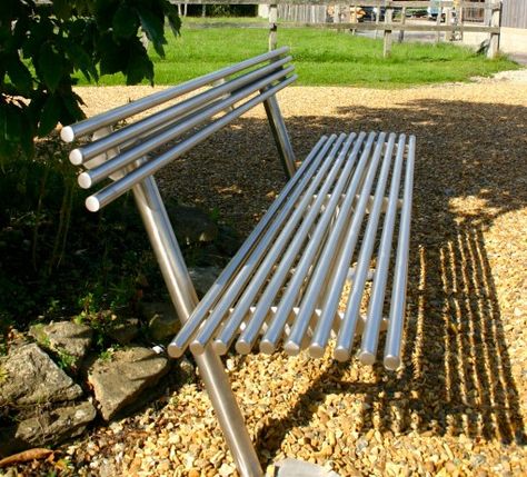 Metal Seating Bench, Steel Benches For Outside, Modern Outdoor Bench Metal, City Bench Design, Metal Park Bench, Stainless Steel Bench, Steel Furniture Design, Door Design Photos, Steel Bench