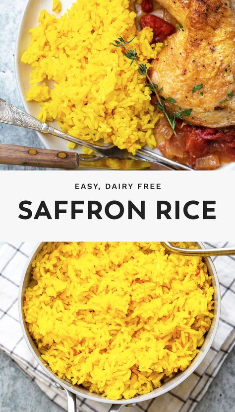 Yellow Saffron Rice Recipes, Easy Saffron Rice, Healthy Yellow Rice, Chicken And Saffron Rice Recipes, Yellow Spanish Rice Recipe, Saffron Chicken And Rice, Goya Yellow Rice Recipe, How To Make Yellow Rice, Yellow Rice Recipe Easy