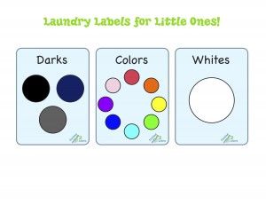 Help children from a young age to know that dirty clothes go directly into the laundry room. Labels on the bins to help (black/navy/gray, white, all other colors) Download these free labels! Laundry Color Sorting Chart, Laundry Labels, Laundry Sorting, Laundry Room Flooring, Laundry Bin, Living Skills, Life Skills Special Education, Picture Frame Decor, Independent Living