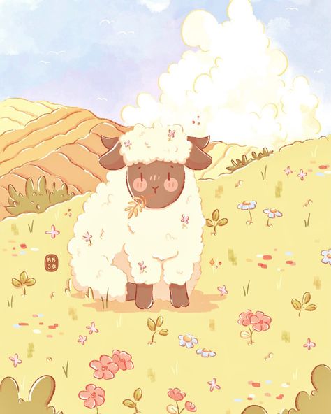 Card Drawing Ideas, Stiker Printable, Spring Illustrations, Phone Makeover, Sheep Illustration, Journal Pictures, Drawings Inspo, Animals Painting, Spring Illustration