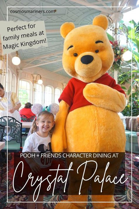 Experience the best character dining at Magic Kingdom by booking a buffet lunch or dinner at the Crystal Palace. You'll meet Pooh and friends while enjoying Crystal Palace for lunch or dinner. | Crystal Palace Disney dinner | Crystal Palace Disney lunch Crystal Palace Disney, Disney World Dining, Disneyland Travel, Winnie The Pooh Character, Tigger Eeyore, The Crystal Palace, Character Dining, Disney World Characters, Disney World Restaurants