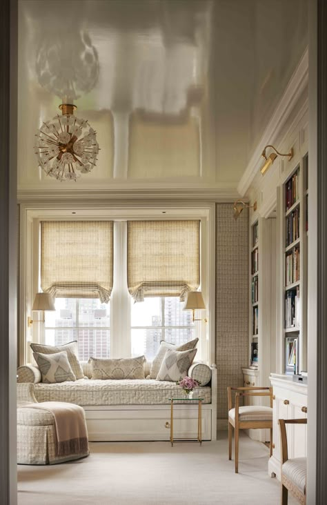 Library Window Seat - John B. Murray Architect Enchanted Home, Pool Design, Cool Ideas, Home Library, Window Seat, Bay Window, Decoration Design, Built Ins, Guest Bedroom