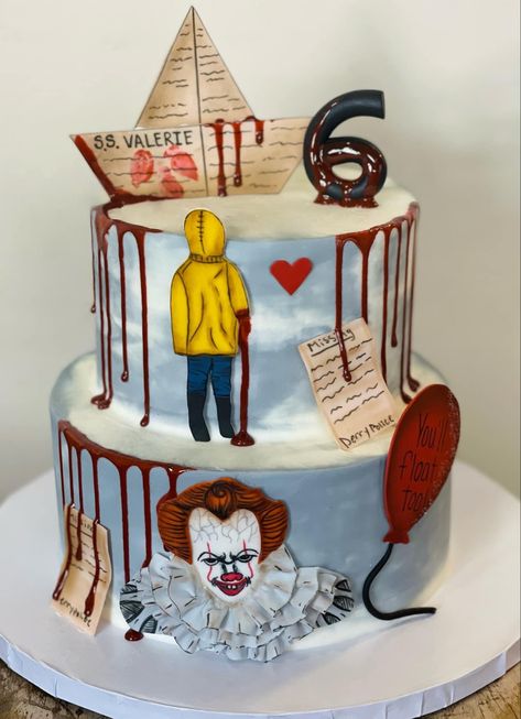 IT 2017, Pennywise Cake It Birthday Cake, Pennywise Cake, It 2017 Pennywise, Clown Cake, It Cake, It 2017, Pink Peony, Custom Cake, Pink Peonies