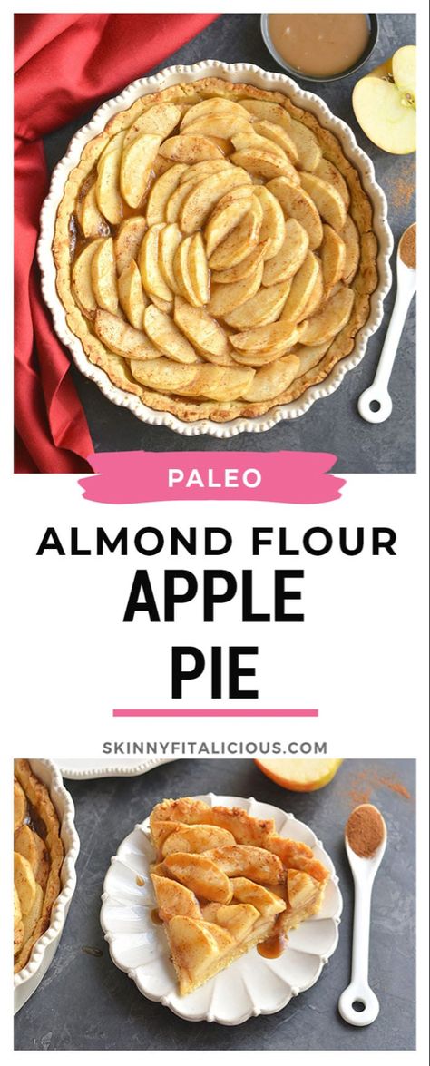 Almond Flour Apple Pie {Paleo, GF} - Skinny Fitalicious® Almond Flour Apple Pie, Apple Recipes Gluten Free, Apple Recipes Easy Healthy, Gluten Free Apple Recipes, Gluten Free Apple Pie, Make Almond Flour, Almond Flour Crust, Sliced Apples, Apple Recipes Easy