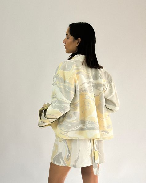 Fall / Winter 24’ E R I S E D In frame - @ashleylittleglam Live On www.erisedind.com [Erised, Womenswear, Fall-Winter24’, Premium] Neutral Shades, Color Theme, Modern Wardrobe, Touch Of Gold, Marbling, Marble Effect, In Frame, Workout Jacket, Neutral Color