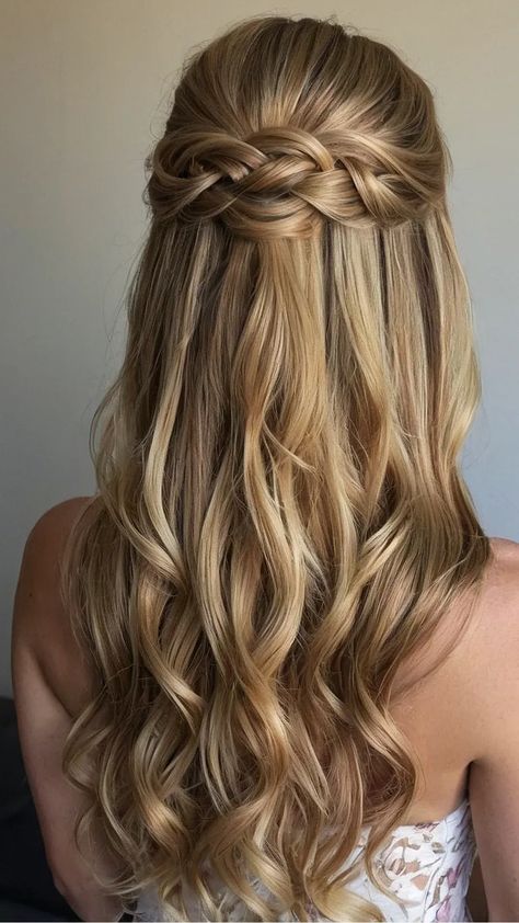 Discover cute, easy, and stylish hoco hairstyles for every hair type, perfect for making your homecoming night unforgettable. Mid Length Bridesmaid Hair Half Up, Bridesmaid Hair From Front View, Half Up Half Down Prom Hair With Braid, Half Up Half Down Wedding Hair Medium Length Bridesmaid, Prom Hair With Braid, Mid Length Bridesmaid Hair, Bridesmaid Hair Half Up Short, Junior Bridesmaid Hair, Half Down Prom Hairstyles