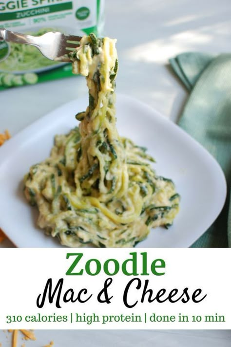 Craving comfort food, but want something a little more nutritious? This zoodle mac and cheese clocks in at just 310 calories, with 19 grams of protein! #ad #VeggieSwapIns #IC | healthy zoodle recipe | zucchini noodles | low carb macaroni and cheese | #food #recipe #healthyrecipe #healthydinner #dinner #lunch #macaroniandcheese #macandcheese #zoodles #zucchininoodles Zoodle Recipe, Recipe Zucchini, Zoodle Recipes, Cheese Food, Spiralizer Recipes, Veggie Noodles, Munnar, Zucchini Noodles, Zucchini Recipes