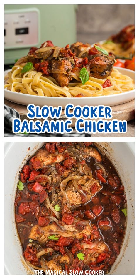 Slow Cooker Balsamic Chicken Slow Cooker Chicken Recipes Healthy Easy, Chicken Balsamic Recipes, Healthy Balsamic Chicken Recipes, Balsamic Chicken Slow Cooker, Crockpot Balsamic Chicken Recipes, Honey Balsamic Chicken Crockpot, Crockpot Balsamic Chicken, Veggies Over Rice, Numa Numa