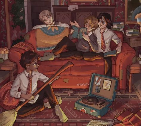 Maurders Era Fanart, Atyd Wolfstar, Sirius Remus, Marauders Fan Art, Gay Harry Potter, Illustration Procreate, All The Young Dudes, Harry Potter Marauders, Marauders Era