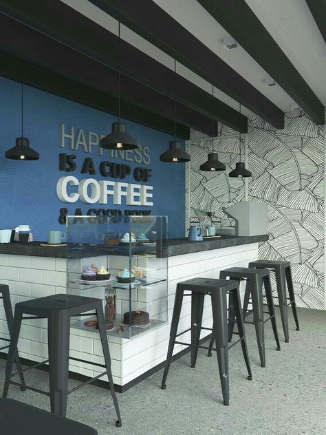 Blue Cafe, Coffee Bar Design, Café Design, Coffee Shop Interior Design, Coffee Shop Ideas, Design Café, Coffee Shop Bar, Coffee Shops Interior, Toilet Room