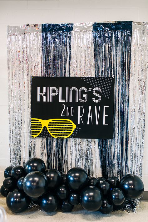 Kip's second birthday rave – Confetti Fair Rave Theme Party Decorations, Rave Bday Party, Kids Rave Party Ideas, Toddler Rave Birthday Party, Affordable Rave T-shirt With Screen Print, Kitsch Decor, Gable Boxes, Disco Balls, Personalized Cups