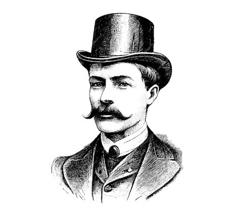 Premium Vector | Vector a gentleman with a mustache in a hat is drawn in pencil on a white background engraved drawing Gentleman Drawing Reference, Top Hat Drawing, Hat Drawing, Flash Ideas, Victorian Illustration, Victorian Gentleman, A Gentleman, Men Vintage, Male Face