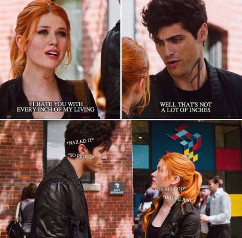 Alec And Clary Friendship, Alec Lightwood And Clary Fray, Shadowhunters Alec And Clary, Clary And Alec Friendship, Clary And Alec, Alec And Clary, Shadowhunters Funny, Shadowhunter Quotes, Shadowhunters Series