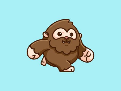 Bigfoot by Alfrey Davilla | vaneltia on Dribbble Bigfoot Illustration Cartoon, Cute Cryptids, Bigfoot Cartoon, Alfrey Davilla, Animal Logo Design Inspiration, Bigfoot Drawing, Bigfoot Illustration, Animals Logo, Bigfoot Art